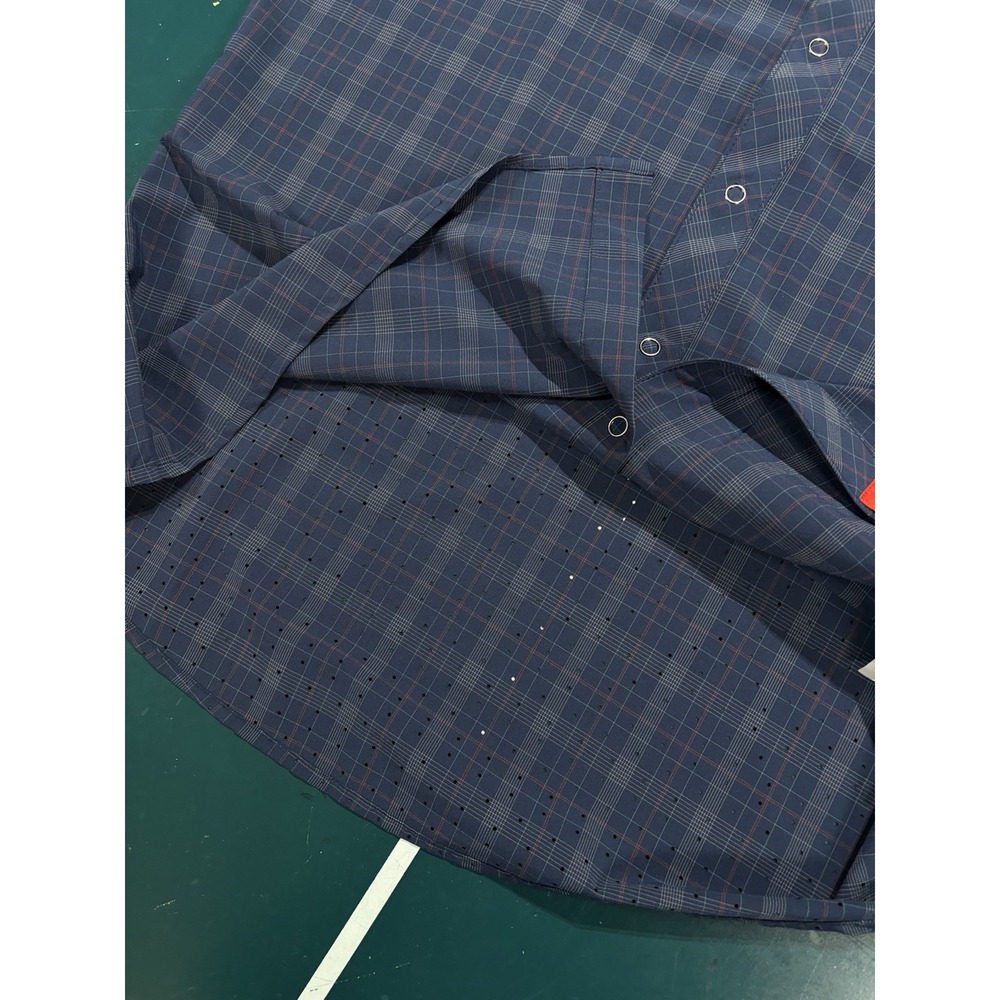 Rabbit High Country Vented Shirt Mens Large Blue Plaid Snap Trail Running Hiking - Picture 12 of 15